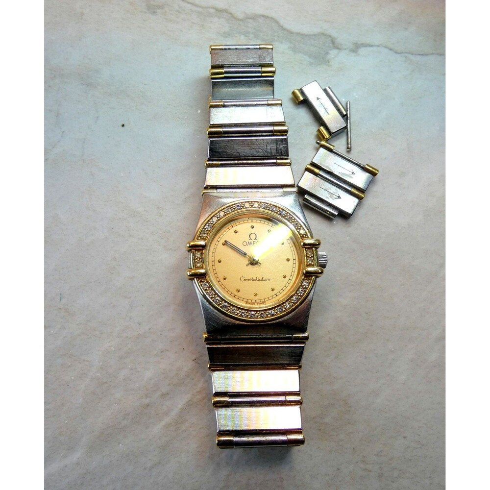 Omega Constellation Watch Two-Tone Steel & 18K Gold Diamond Bezel 6104/465